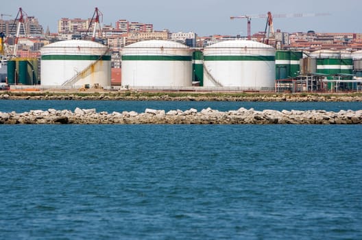 industry business petrol refinery near the sea