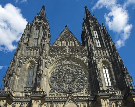 The facade of St-Vitus Cathedral in Prague, Czech Republic