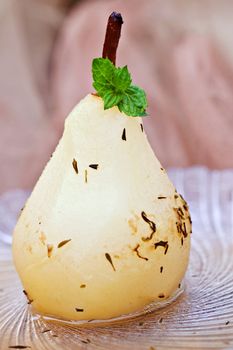 Poached Pear with Mint. 