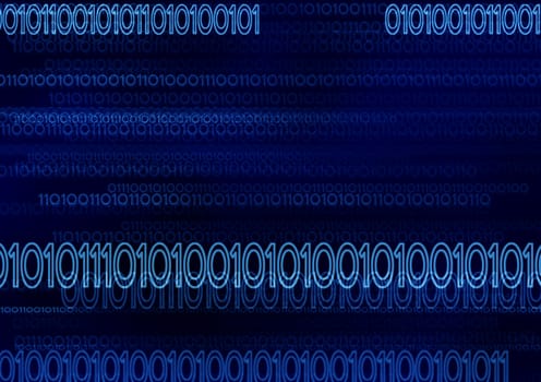 Computer generated digital binary code in blue