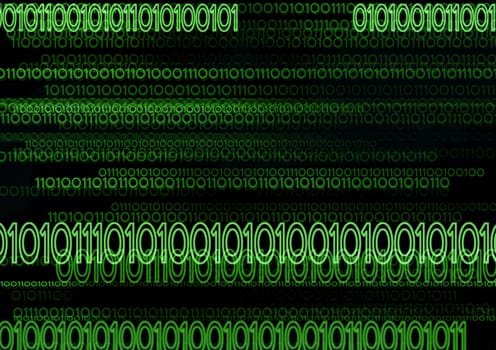 Computer generated digital binary code in green