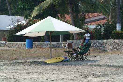 umbrella and chairs on beach