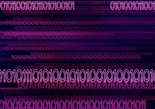 Computer generated digital binary code in purple