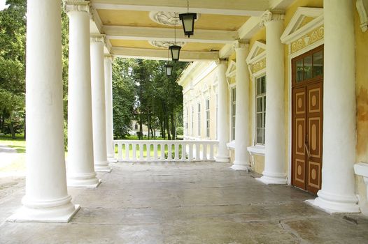 row of columns forming portico