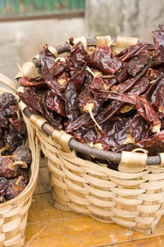 a basket full of red hot chilli peppers food natural