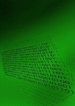 Computer generated digital binary code in green