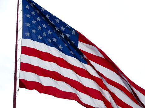 Closeup of an American Flag blowing in the wind