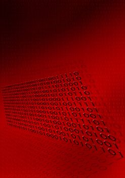 Computer generated digital binary code in red