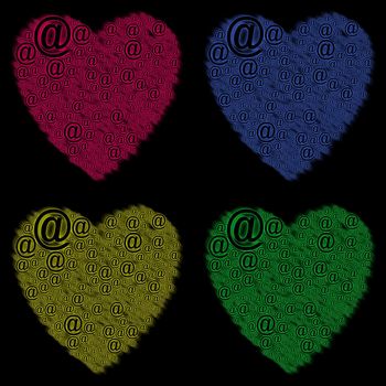 Colorful heart shape love made from online @ symbols