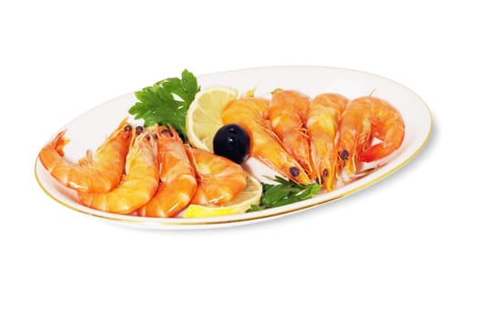 salad with shrimp, olives, lemon and herbs