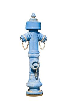 Vintage Blue Fire Hydrant isolated over white 