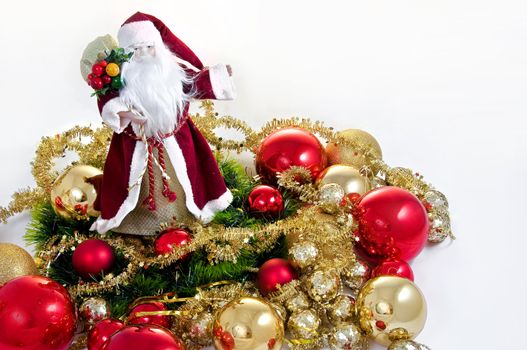 Happy Christmas toy Santa. It is isolated above a white background