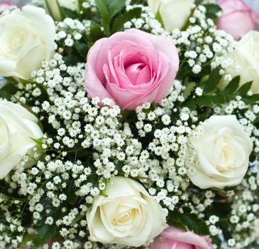 Wedding bridal bouquet of roses close-up