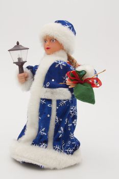 Snow Maiden with a lantern isolated