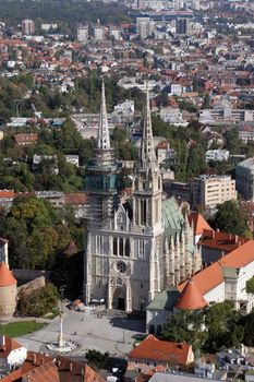 Aerial view of Zagreb cathedral