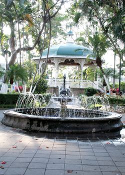 fountain in park square in mexico