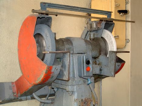 The image a rotor of lathe in the thrown worker to shop of a workshop
