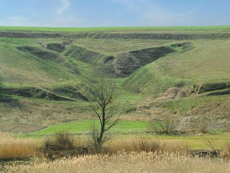  In a picture an example of influence of water in the form of erosion of a fertile soil