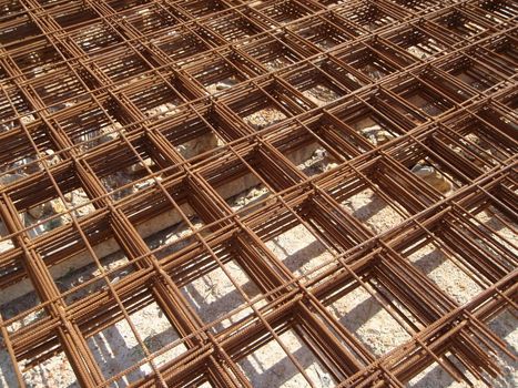 Steel wire mesh stockpiled for construction