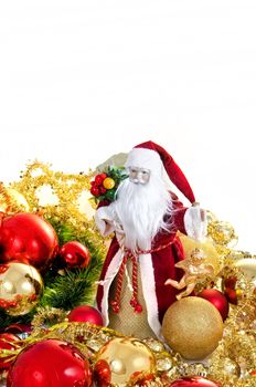 Happy Christmas toy Santa. It is isolated above a white background