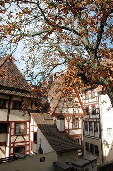 Traditional houses on an autumn day in Europe