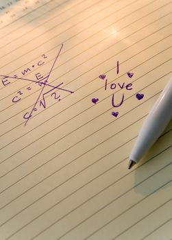 Crossed equation and I love U text beside