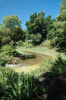 Lake and greens in an outdoor park