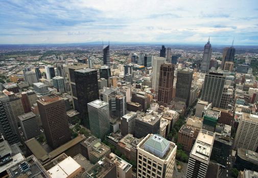 An image of the cityscape of Melbourne, Australia taken from the Rialto tower.
