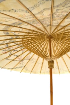 Detail of Japanese umbrella, isolated on white background.