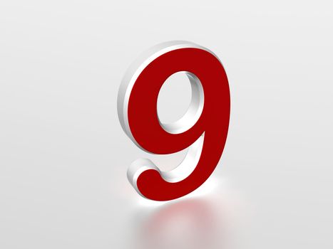 The number 9 - computer generated image