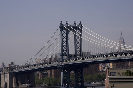 A view of the Manhattan Bridge as seen from the Brooklyn Bridge. Taken on Memorial Day 2008.