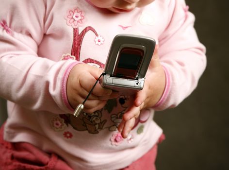 The child with the phone in studio