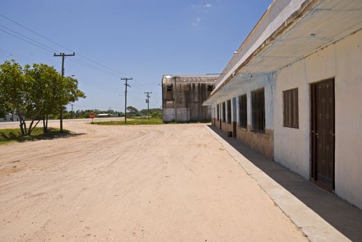 Perspective shot of an old road-side restaurant in Brazil.