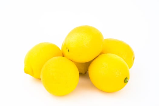 Bunch of lemons isolated on white background.