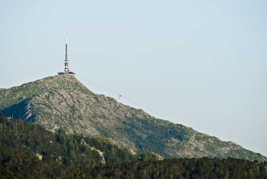 Wire carrier that takes you up to the top of "Ulriken" one of the seven mountains surrounding Bergen City of Norway!