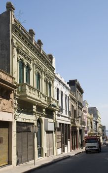 Detail shot of old houses in Montevideo, Uruguay, 2008