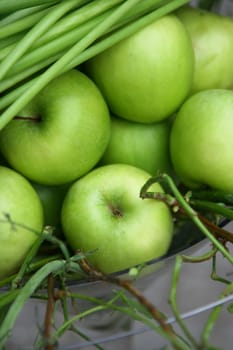 Fine juicy green apples, fruit,  food