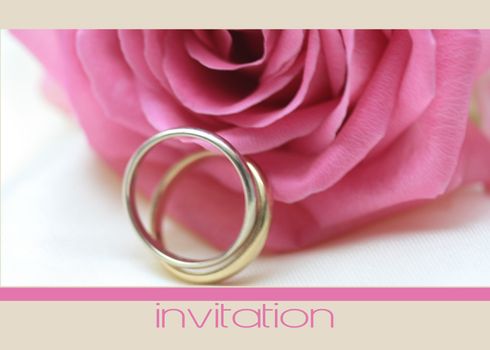 Pink rose wedding invitation card