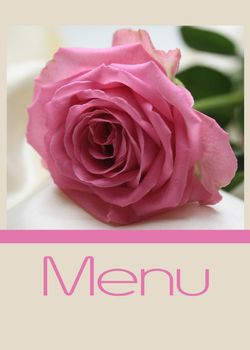 Pink rose card for (wedding) menu