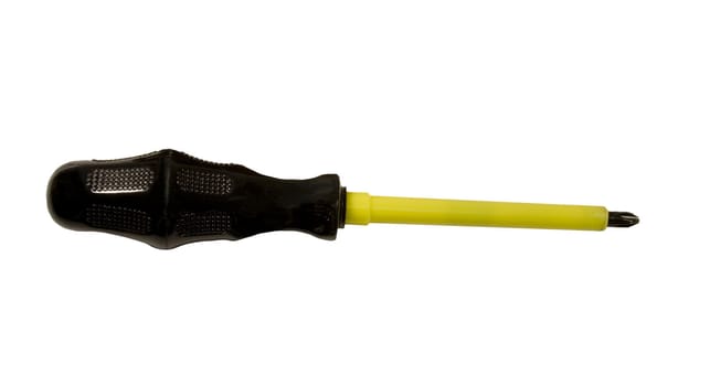 phillips screwdriver insulated for electrical work isolated over a white background