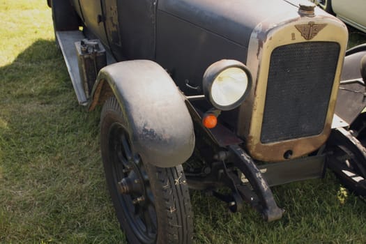 front close shot of old vintage car