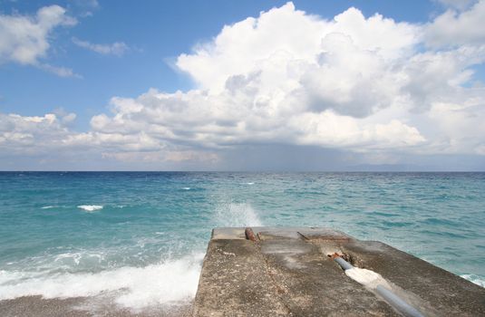 Stone jetty in the Mediterranean Sea