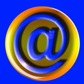 blue and golden e-mail icon on the blue background