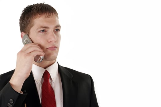 Male businessman talking on cellphone wearing suit