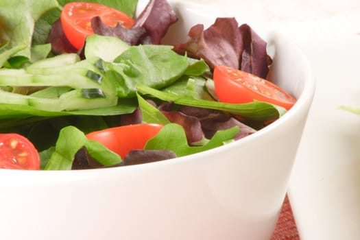 close up of a fresh organic salad bowl 