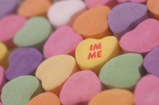 Colorful candy hearts, one reading IM me, or Instant Message me