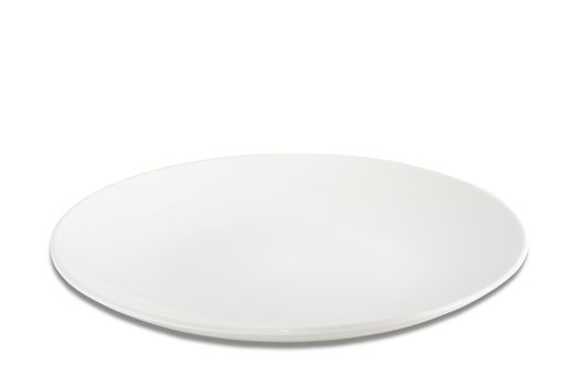 simply white plate on white background, isolated, with path