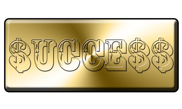 golden success plate with dollar sign instead letter s