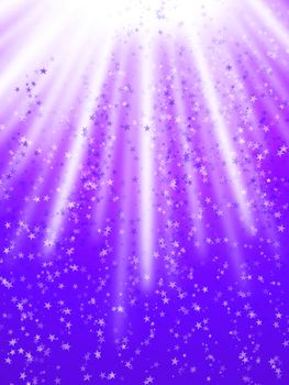 Colour beams with stars on a violet background