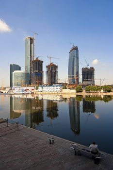 Construction of a new modern business centre "Moscow City" in Moscow (Russia)